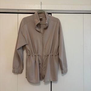 all in motion Beige Drawstring-Waist Zip Jacket - Women's